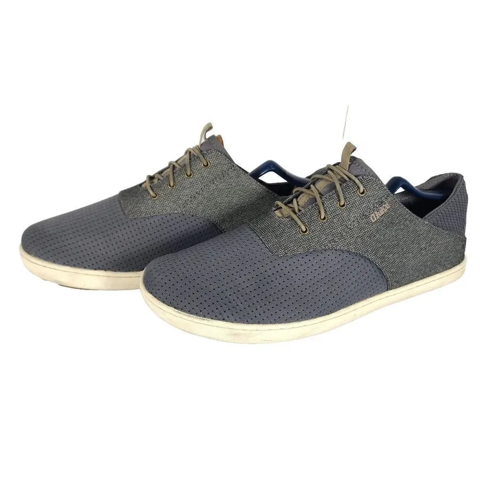 OluKai Men's Nohea Moku US 10 Gray Lace Up Flats Loafer Sneakers Shoes